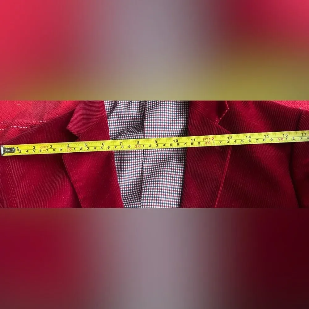 Saddlebred Corduroy Blazer Sport Coat Men Sz 40S Red Lined Pockets 2 Button NWOT